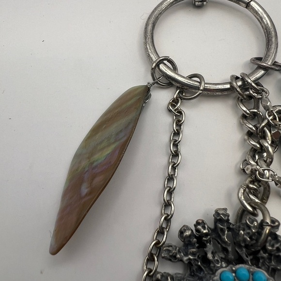 Chico's seahorse, jadeite, seashell long pendant silver tone necklace - Picture 7 of 14